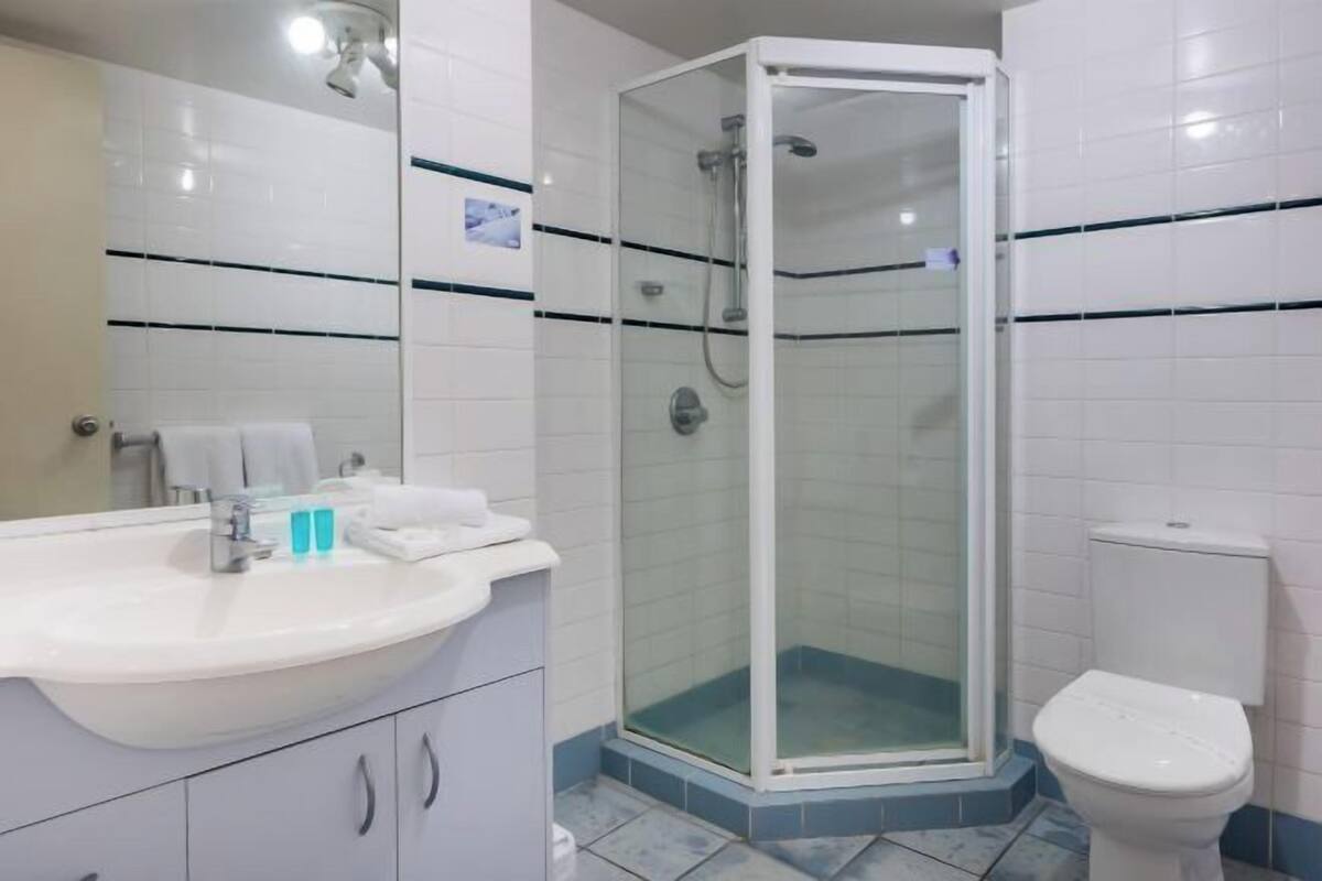 Bathroom | Shower, hair dryer, towels