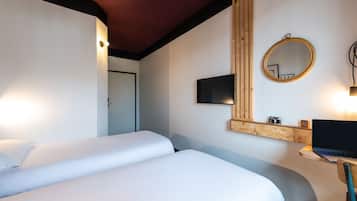 Premium bedding, individually furnished, desk, laptop workspace