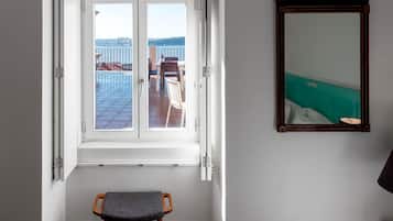 Deluxe 2 Bedroom Apartment with Terrace | Living area | 43-inch flat-screen TV with cable channels, LCD TV