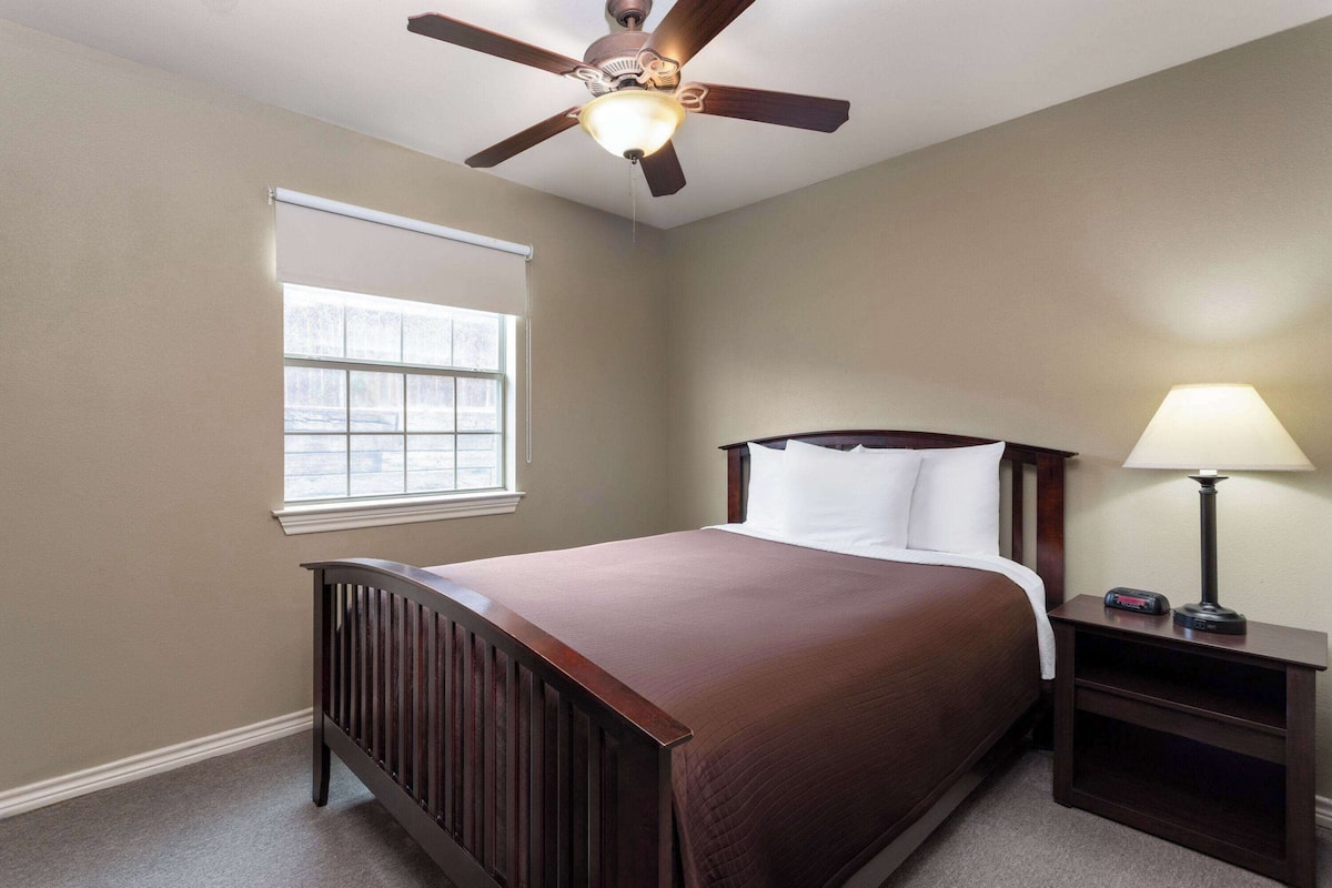 1 bedroom, desk, laptop workspace, iron/ironing board