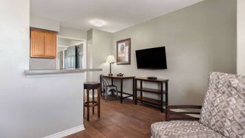 Suite, 1 Bedroom, Non Smoking | 1 bedroom, desk, laptop workspace, iron/ironing board