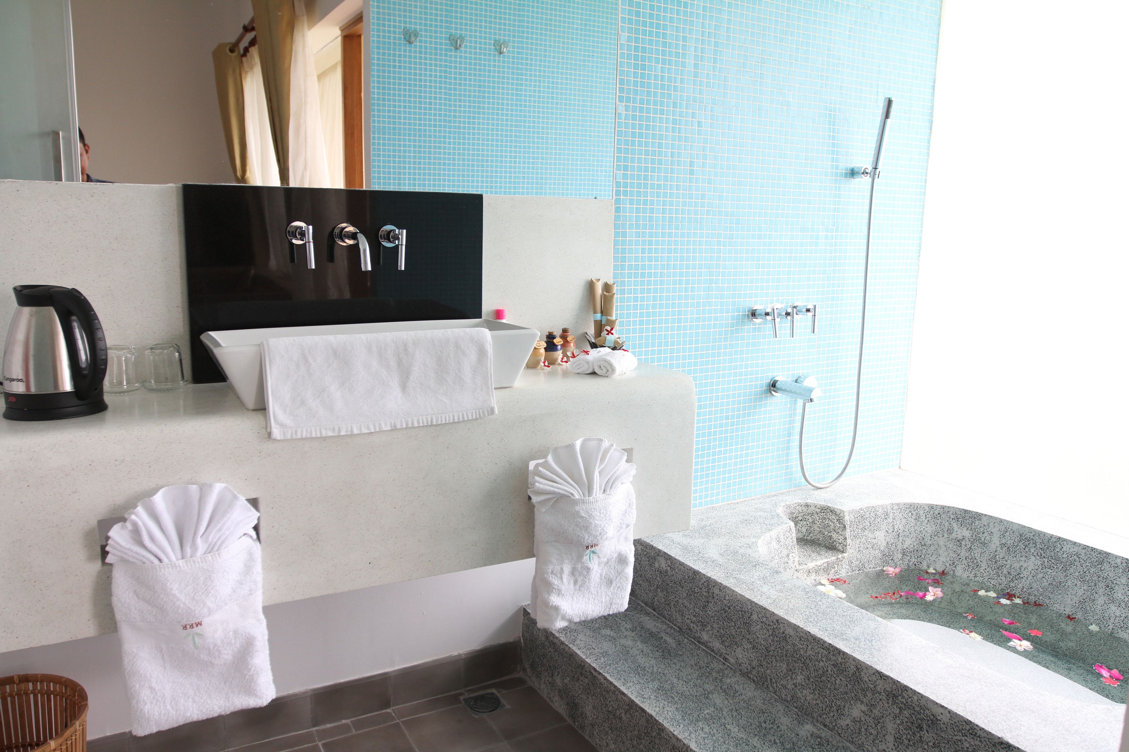 free toiletries, hair dryer, bathrobes, slippers