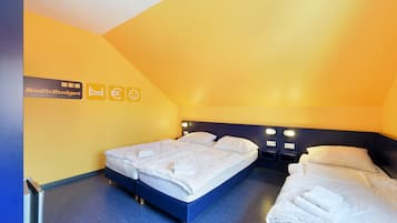 Hypo-allergenic bedding, in-room safe, desk, soundproofing