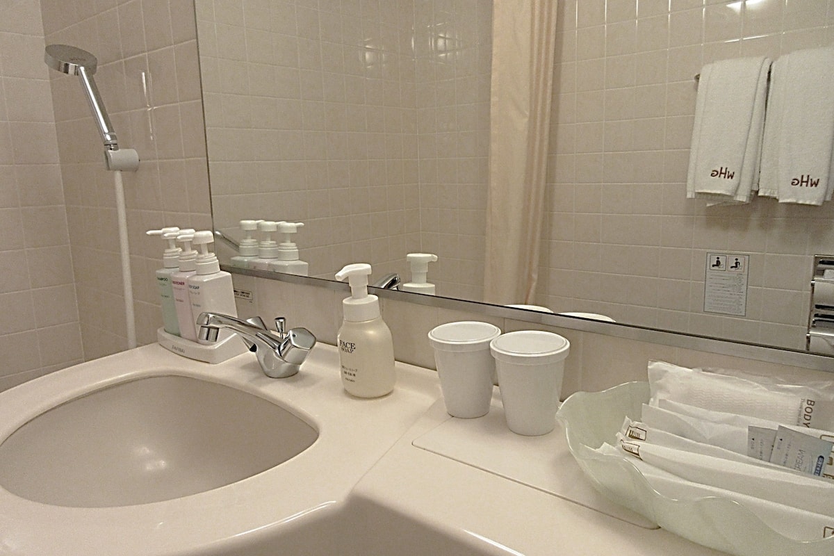 free toiletries, hair dryer, slippers, bidet