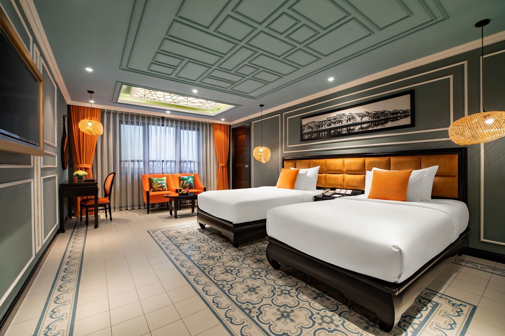 Down duvets, minibar, in-room safe, desk