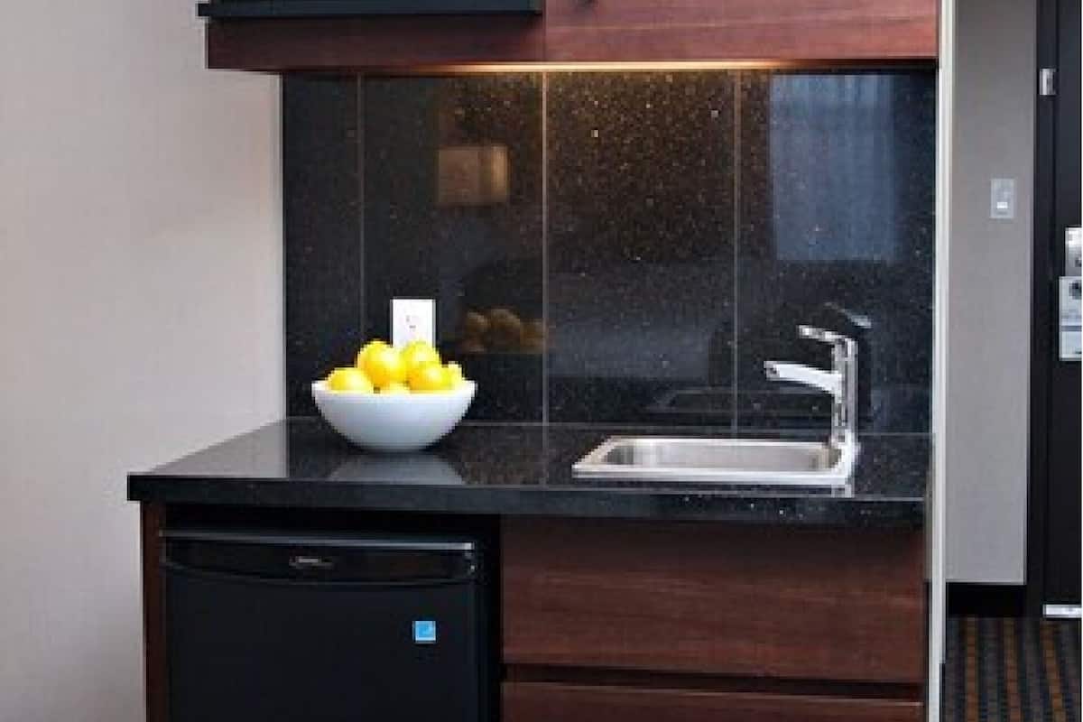 mini-fridge, microwave, coffee/tea maker