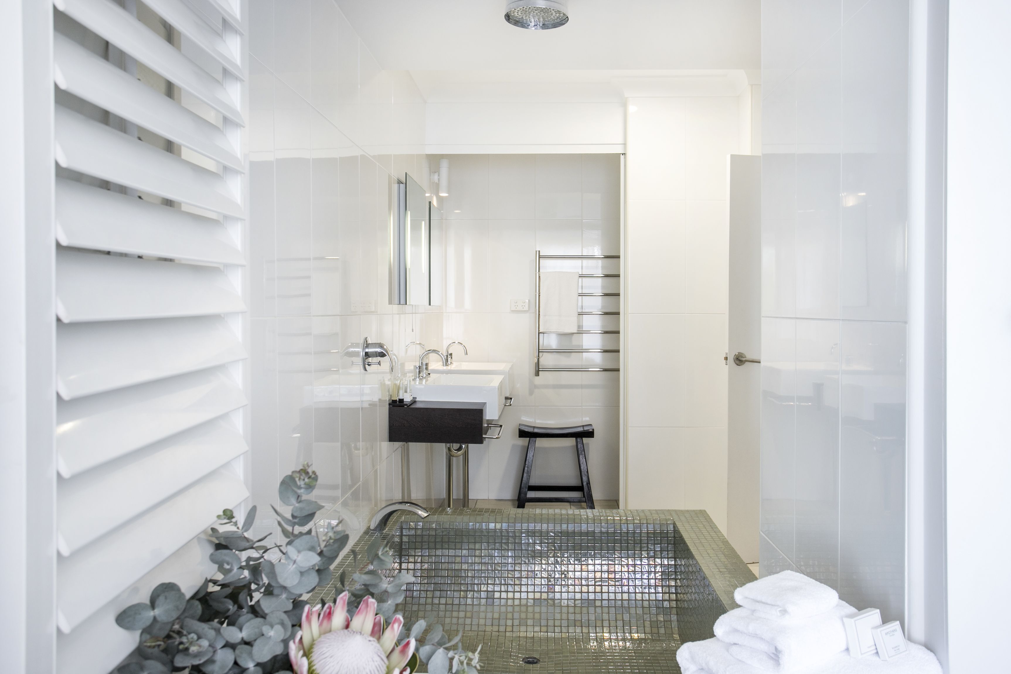 luxury suite | bathroom | shower, free toiletries, hair dryer, bathrobes