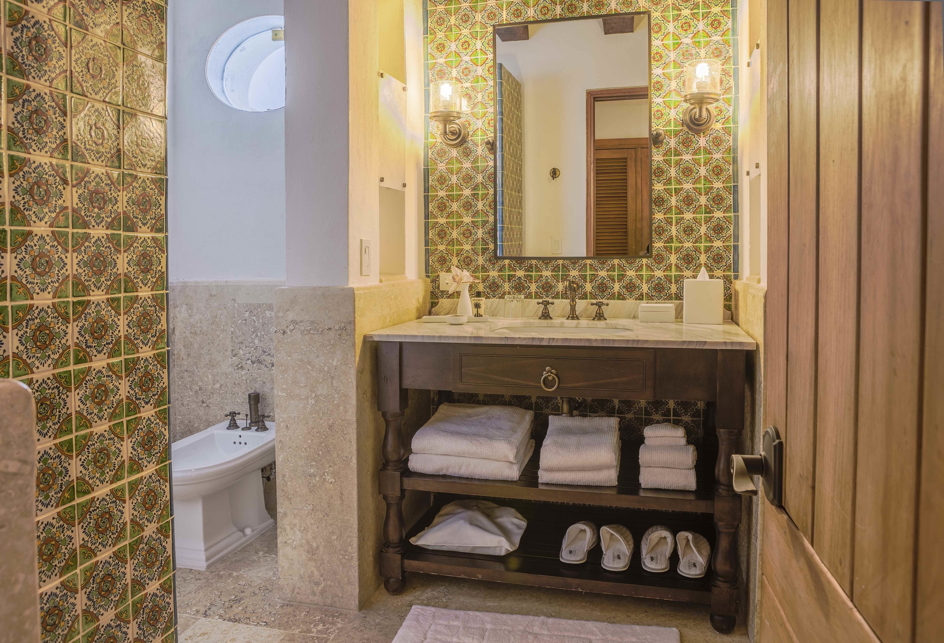 shower, designer toiletries, hair dryer, bathrobes