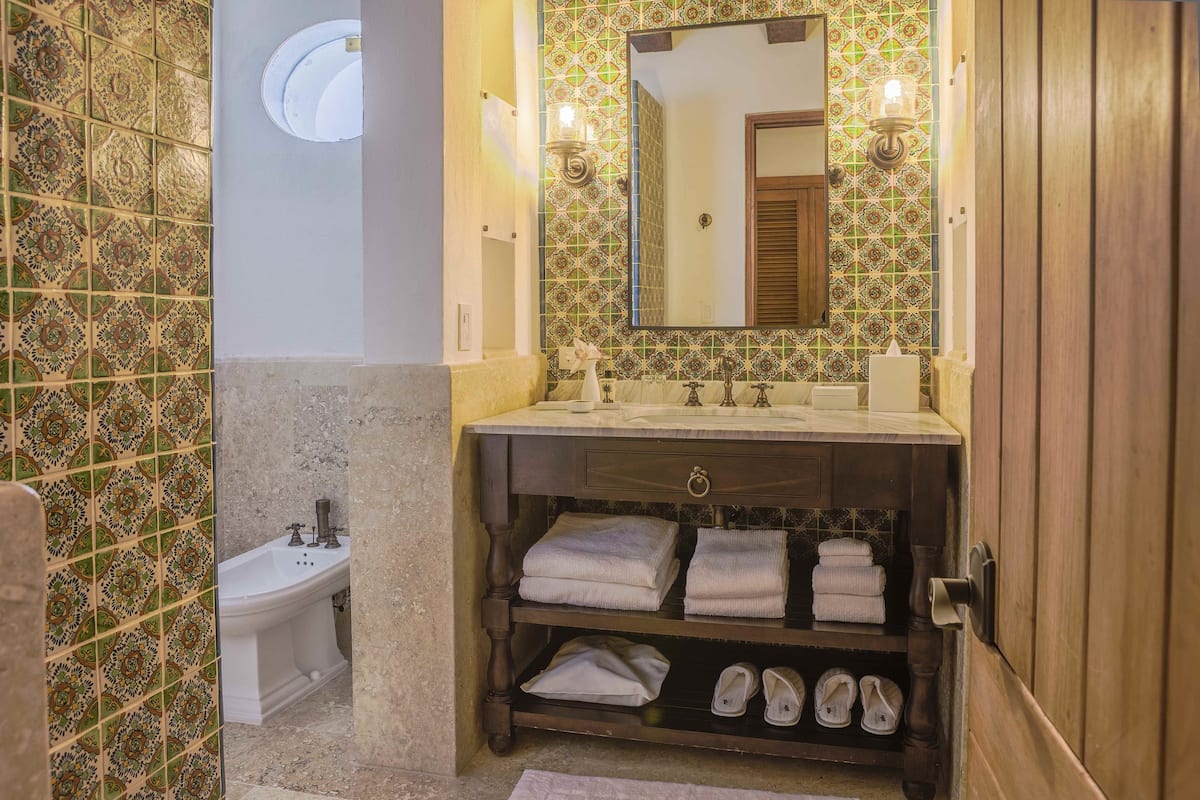 shower, designer toiletries, hair dryer, bathrobes