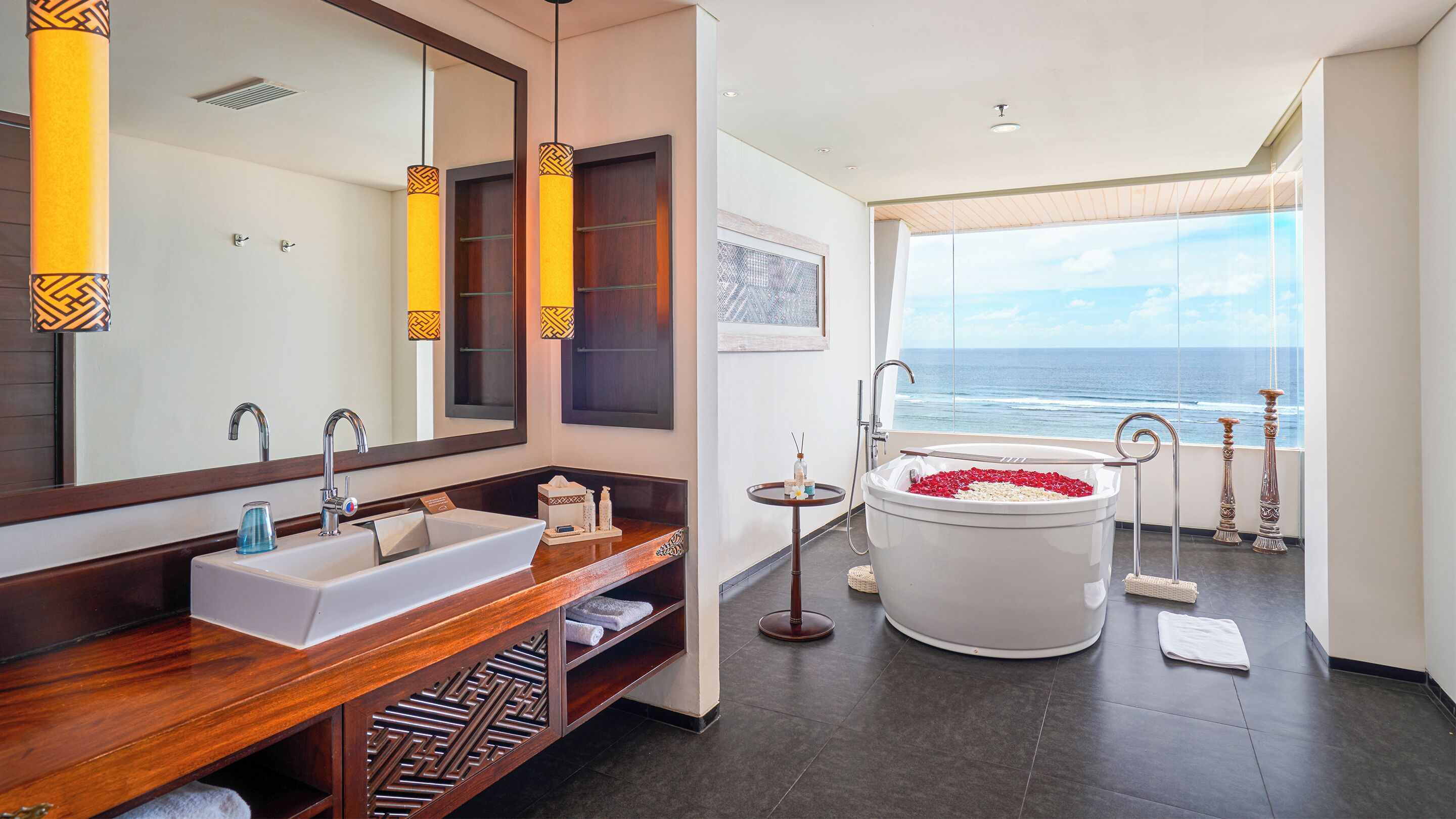 honeymoon suite, 1 bedroom, oceanfront | bathroom | separate bathtub and shower, deep-soaking bathtub, free toiletries