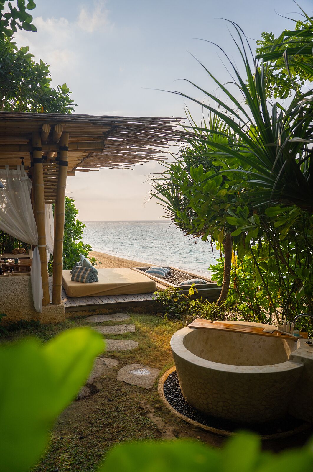 Private beach, white sand, beach towels, snorkeling