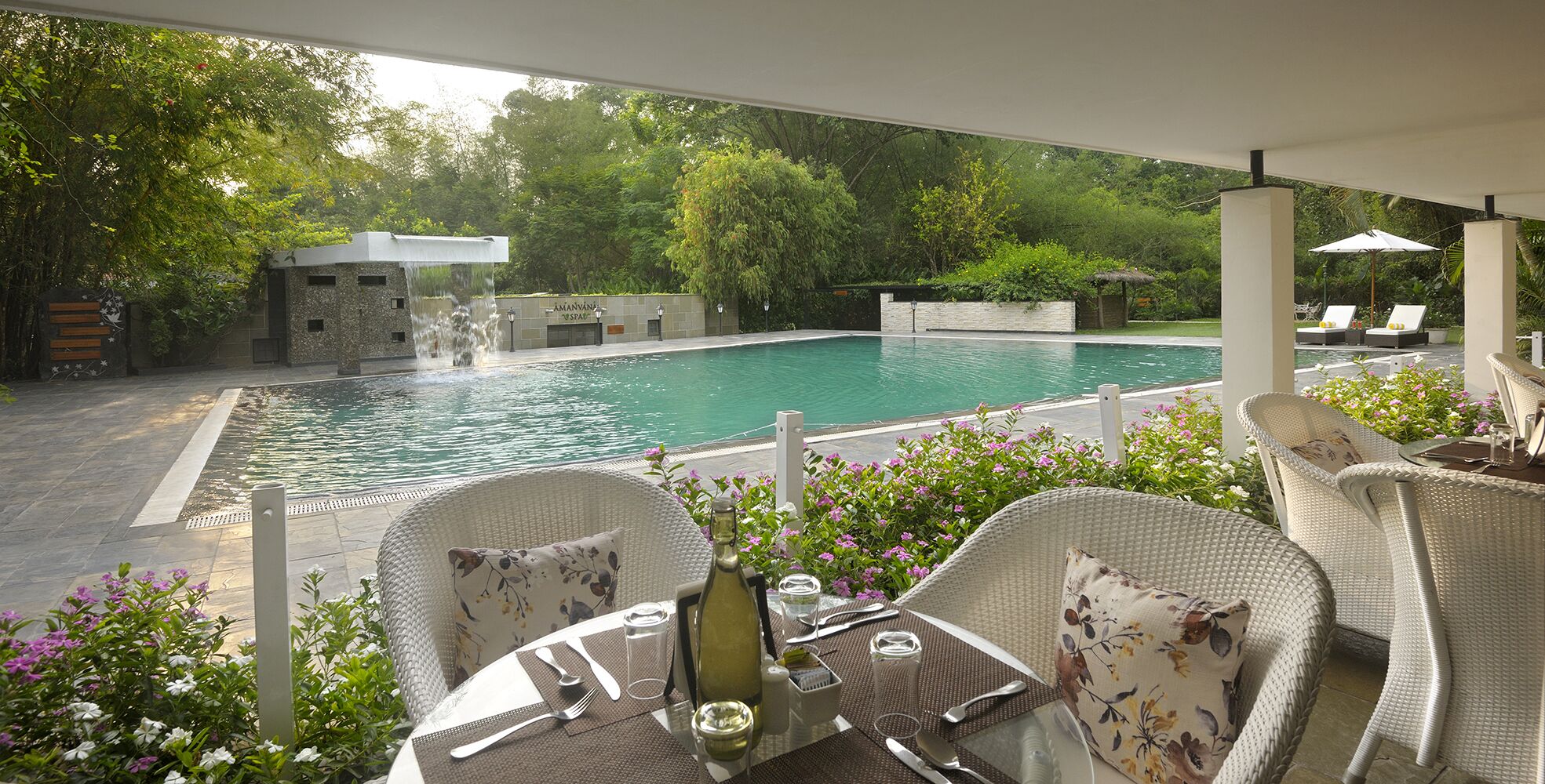 breakfast, lunch, dinner served; indian cuisine, pool views