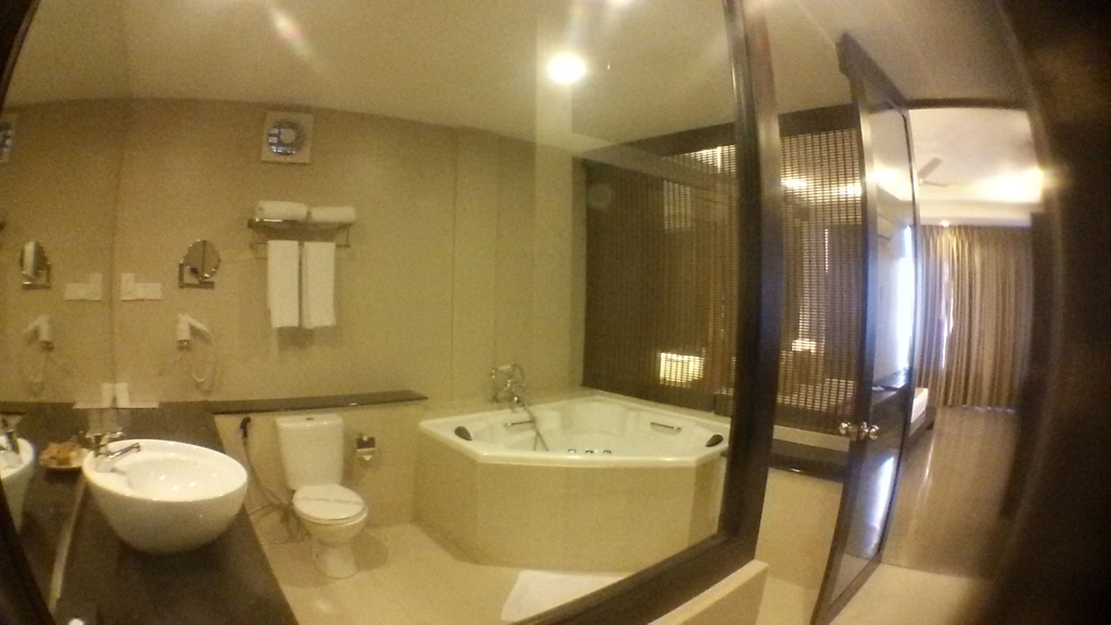 deluxe twin room triple | bathroom | hair dryer, slippers, bidet, towels