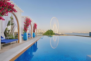 Outdoor pool, open 10:00 AM to 6:00 PM, pool umbrellas, pool loungers - JA Ocean View Hotel, Jumeirah Beach Dubai (Dubai)