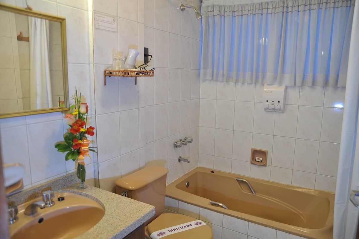 Standard Double Room | Bathroom | Combined shower/tub, spring water tub, hair dryer (on request)