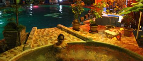 Outdoor pool, open 8:00 AM to 9:00 PM, pool umbrellas, sun loungers