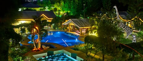 Outdoor pool, open 8:00 AM to 9:00 PM, pool umbrellas, sun loungers