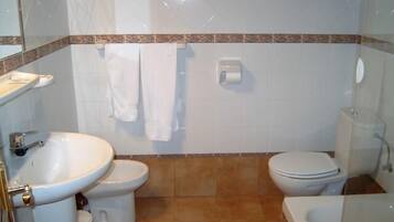 Free toiletries, hair dryer, bidet, towels