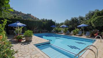 Außenpool, Sonnenschirme, Liegestühle