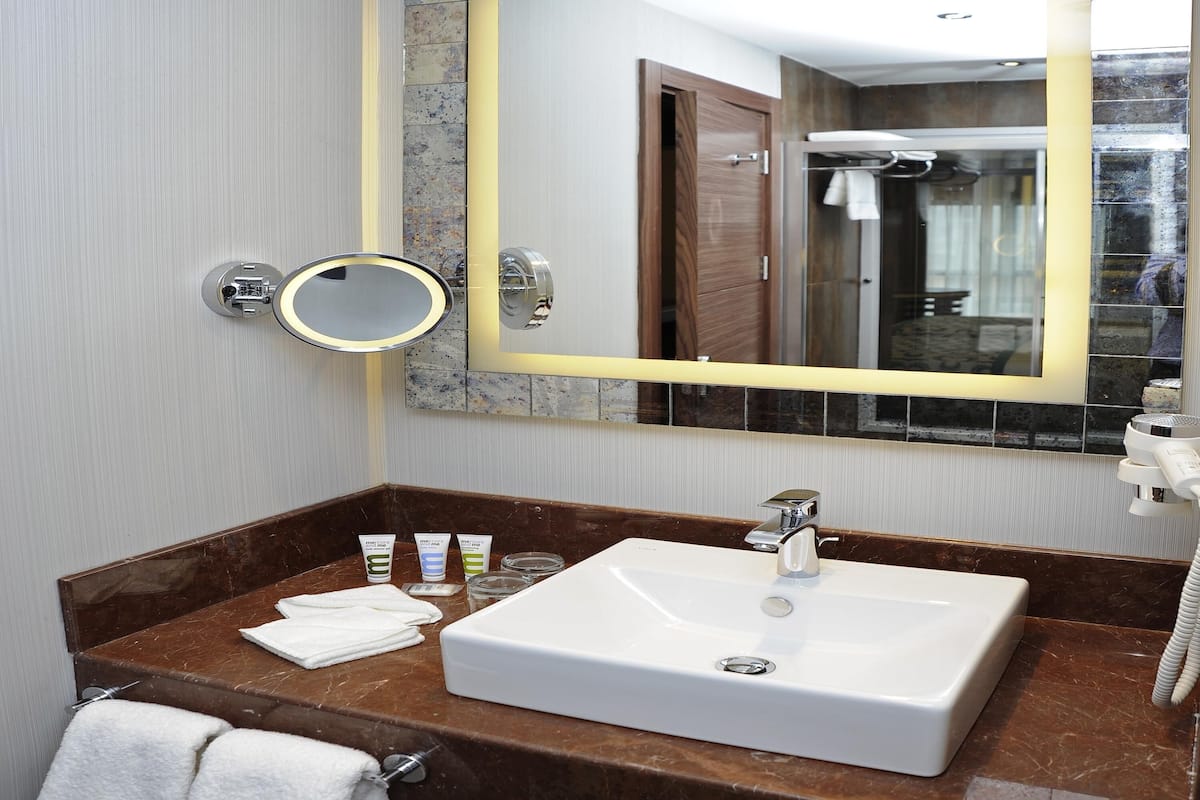 Dundyner, minibar, pengeskab på værelset, skrivebord