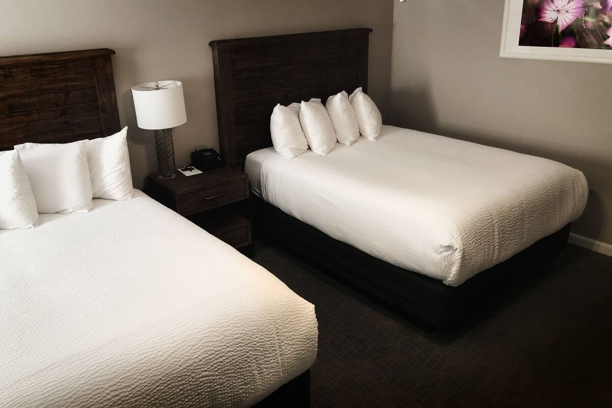 Habitación estándar, 2 camas de matrimonio | Ropa de cama de alta calidad, tabla de planchar con plancha, wifi gratis