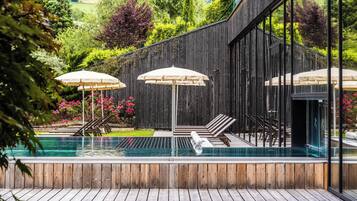 Indoor pool, outdoor pool, open 6:00 AM to 11:00 PM, pool umbrellas