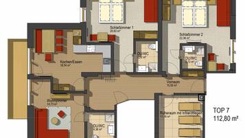 Apartment, 3 Bedrooms, Kitchen, Top Floor, Mountain View, Balcony, excl.90 EUR Cleaning Fee (Top 7) | View from room
