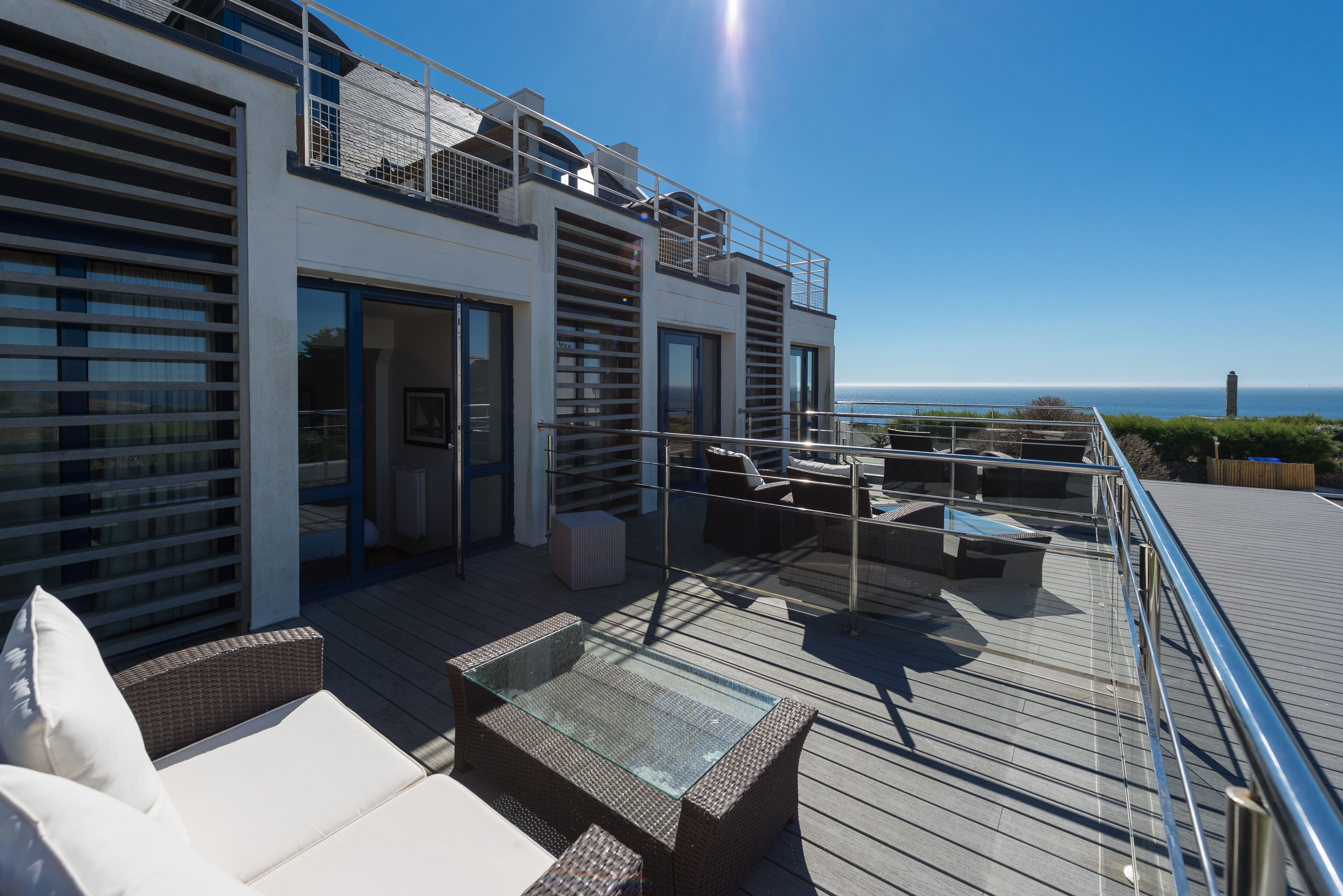 Kamer, 1 twee- of 2 eenpersoonsbedden, uitzicht op zee | Terras