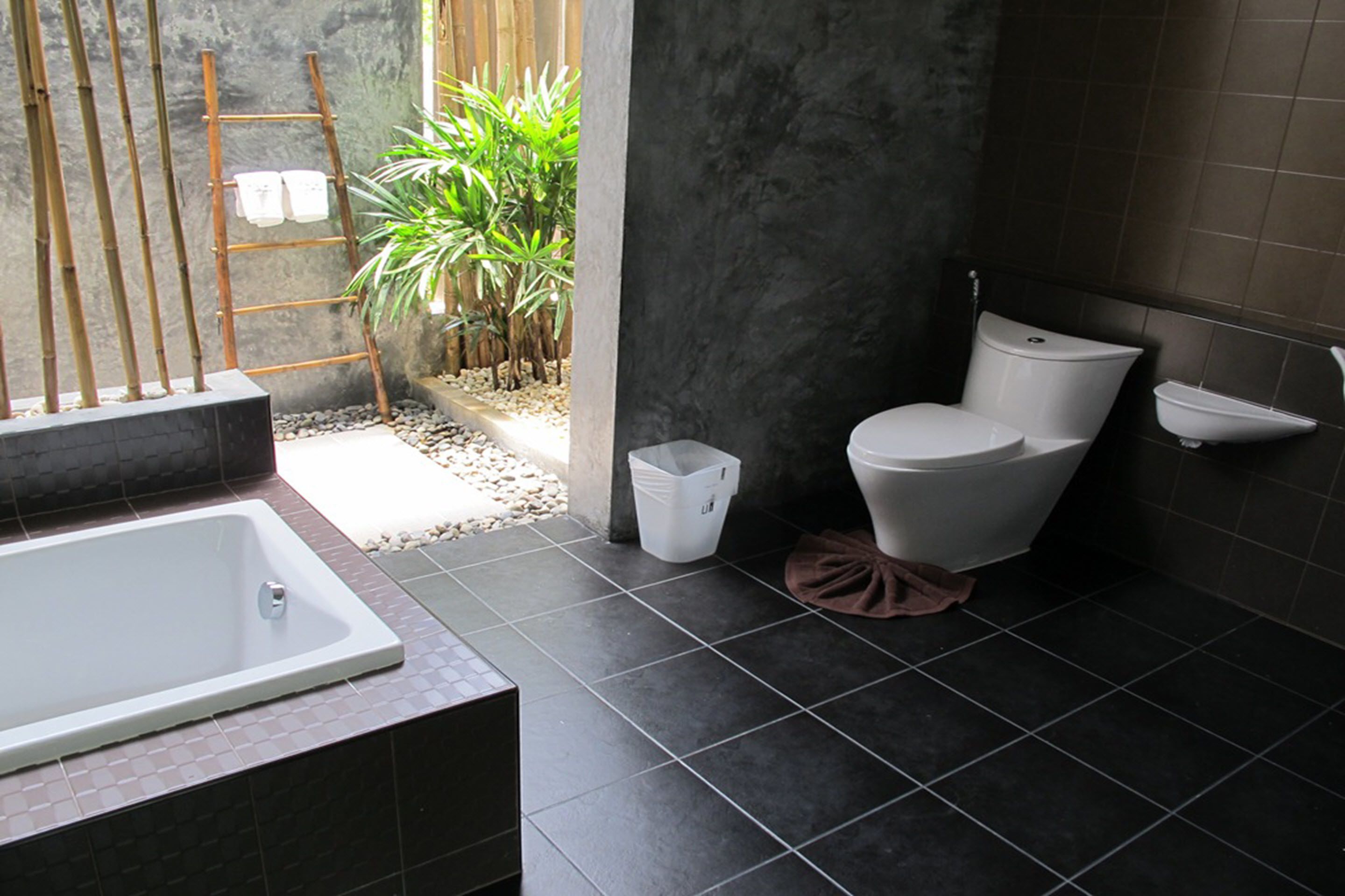 villa, garden view | bathroom | separate bathtub and shower, hair dryer, towels
