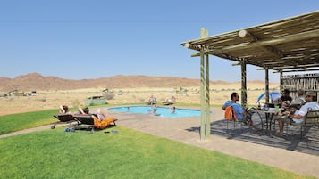 Outdoor pool, pool loungers