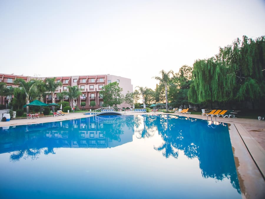 Outdoor pool, pool loungers