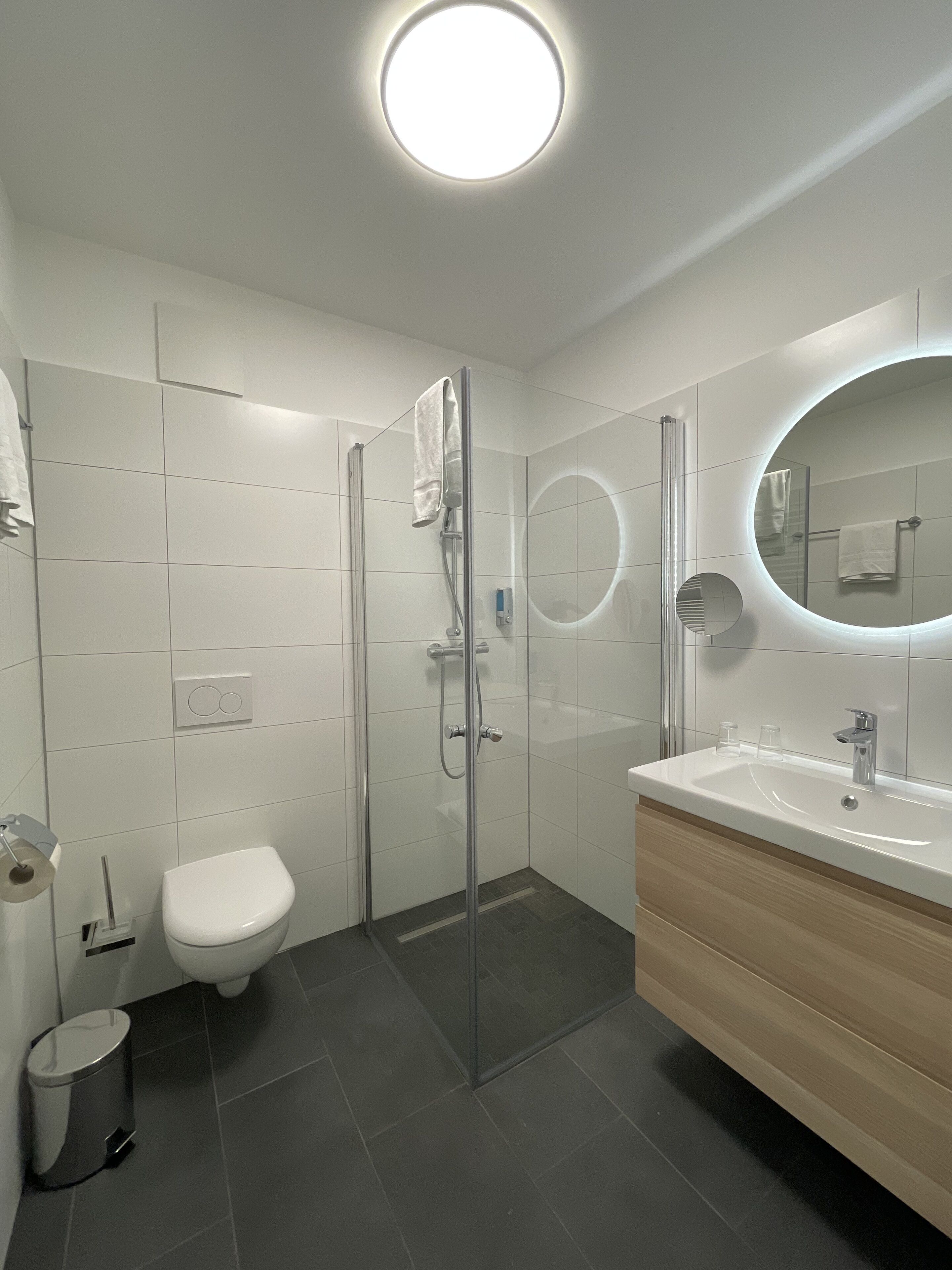 shower, free toiletries, hair dryer, bathrobes