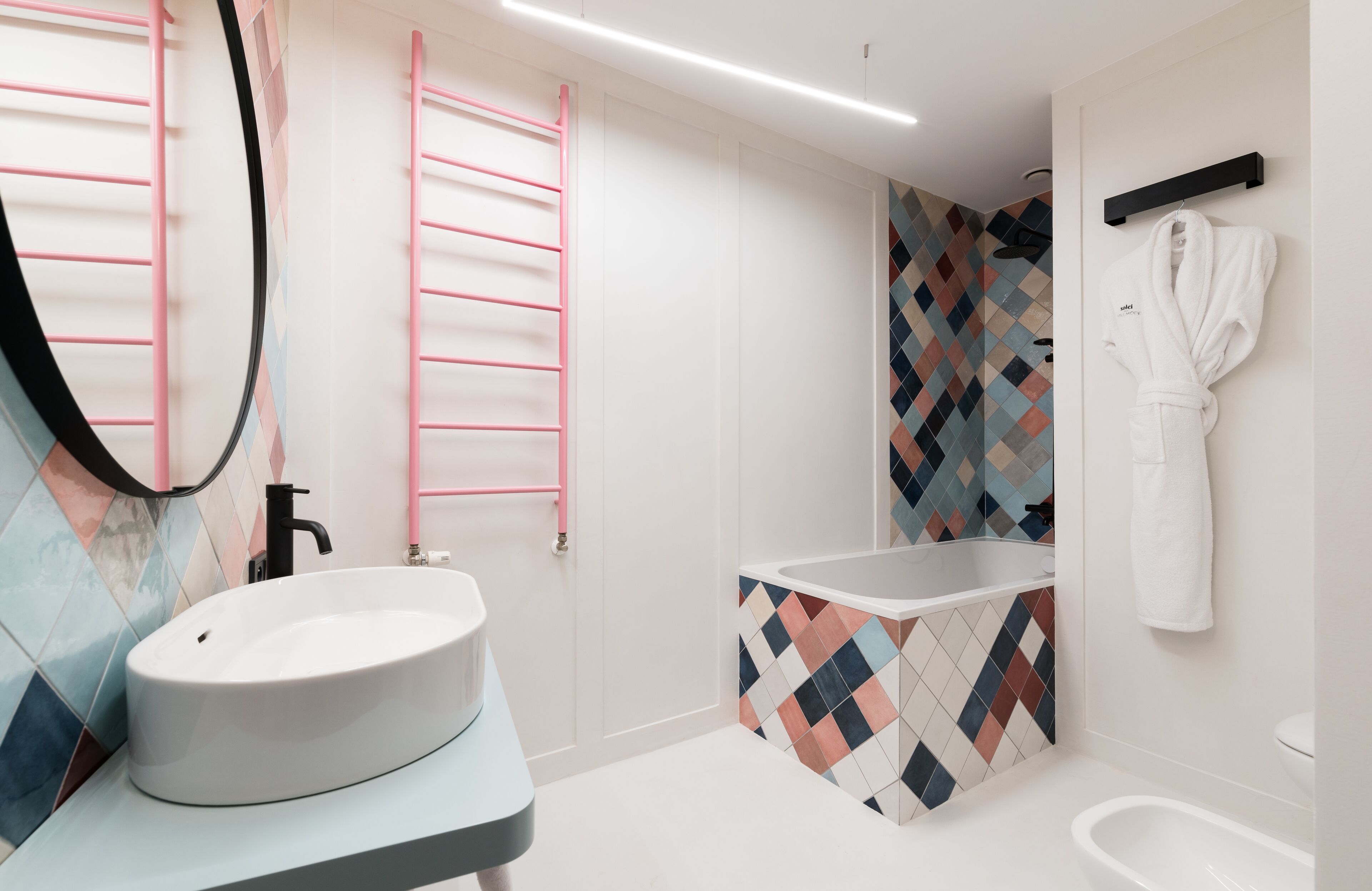 superior double room | bathroom | hair dryer, bathrobes, slippers, towels