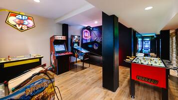 Enjoy gaming and entertainment options, including foosball tables and arcade games.