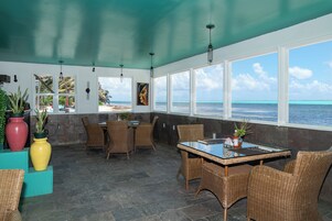 Breakfast, lunch, dinner served; beach views