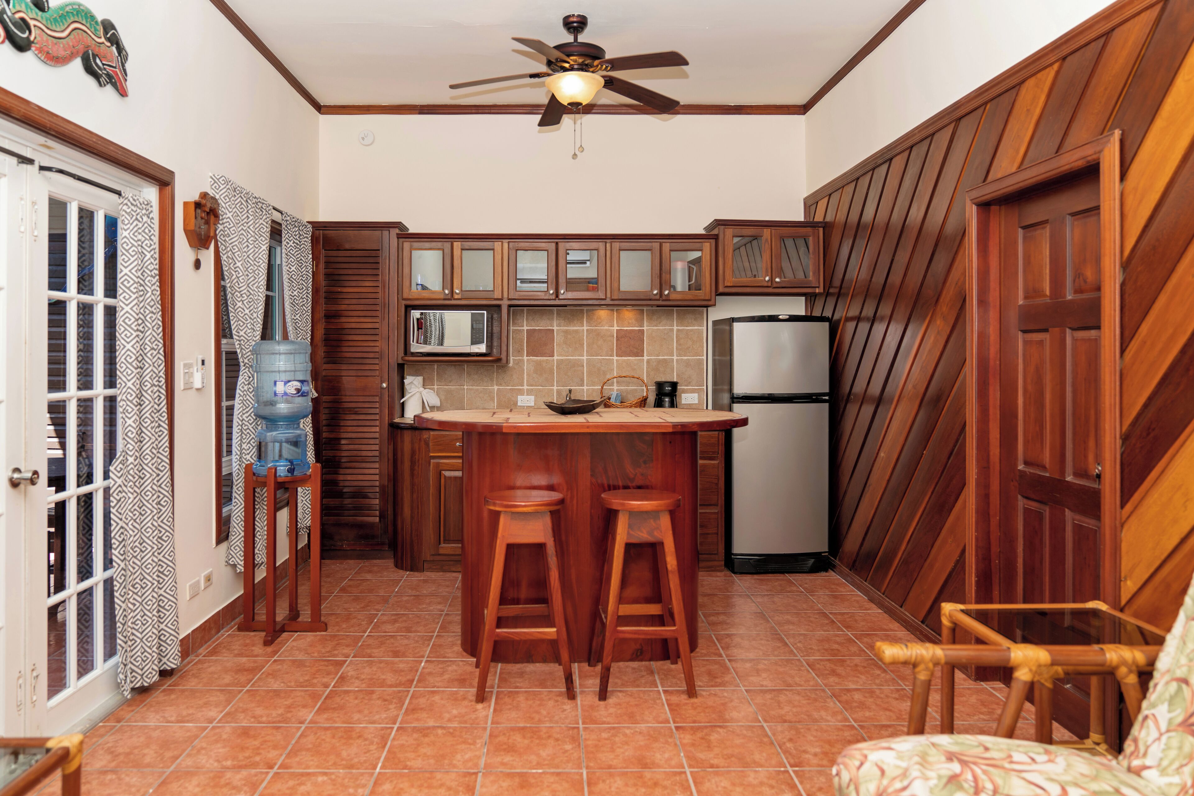 pool view villa | private kitchen | fridge, microwave, coffee/tea maker, cookware/dishes/utensils