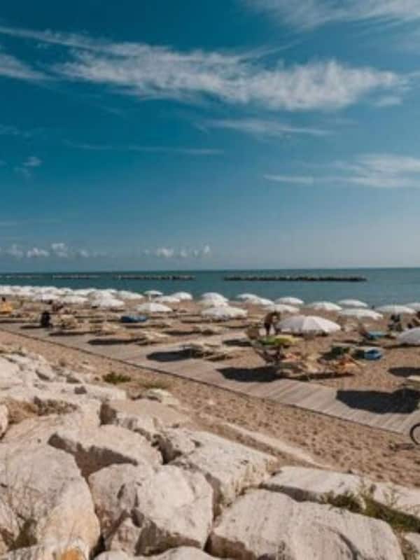 Private beach, sun loungers, beach umbrellas, windsurfing
