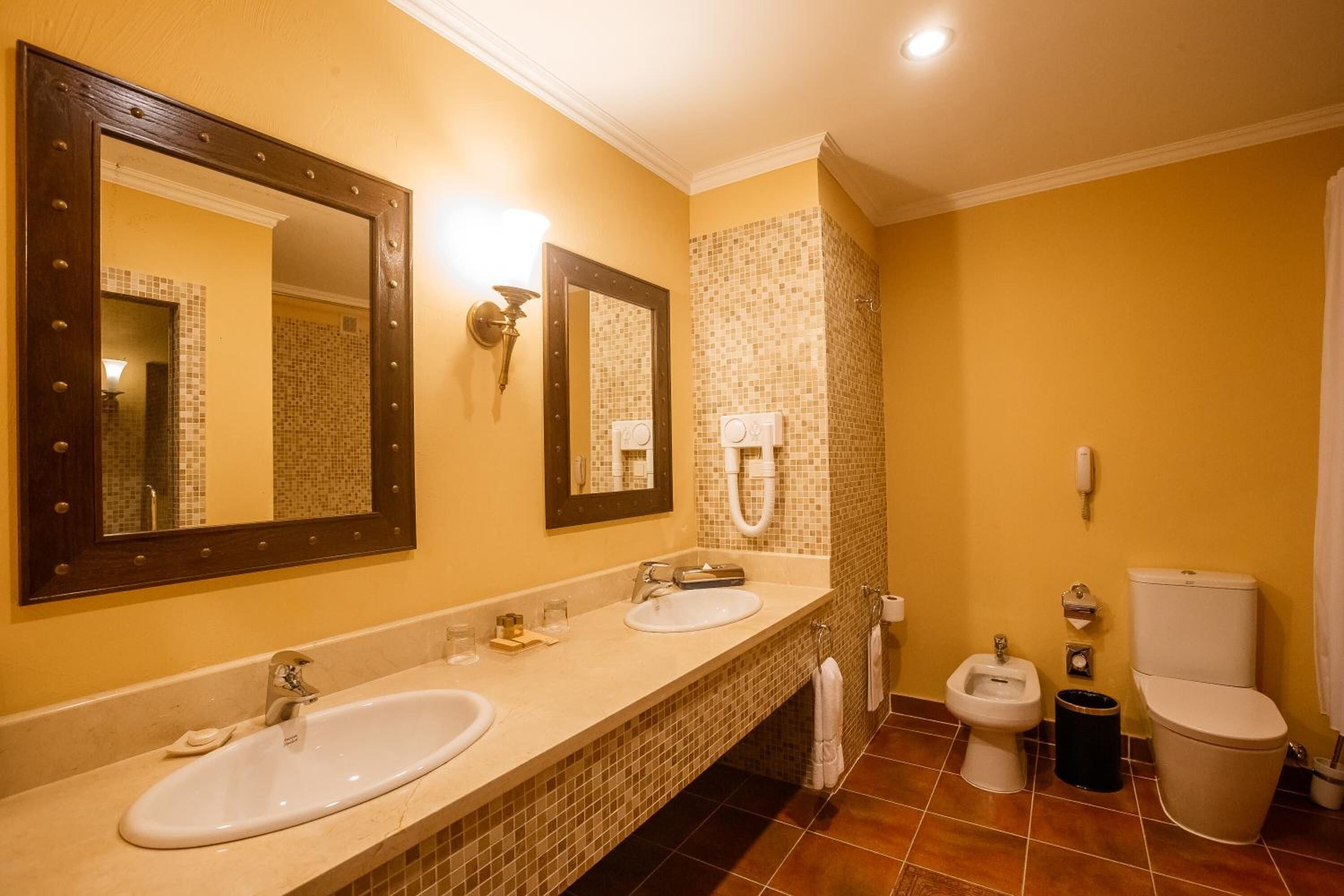 free toiletries, hair dryer, bathrobes, slippers