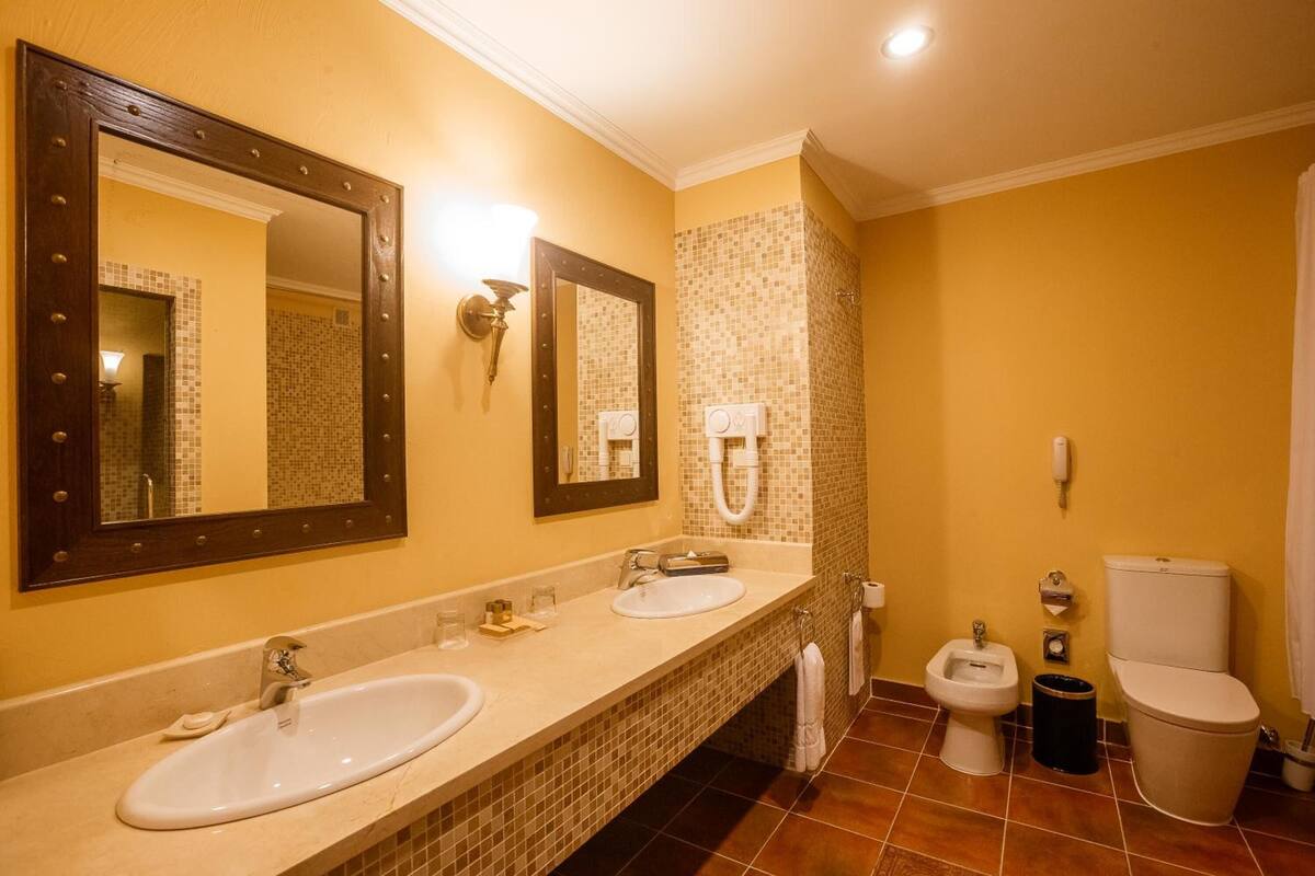 free toiletries, hair dryer, bathrobes, slippers