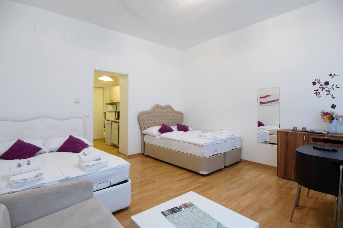 Comfort Studio (Top 16) | Premium bedding, soundproofing, iron/ironing board, cribs/infant beds