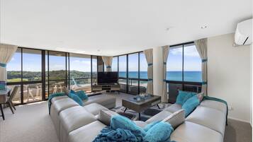 2 Bedroom PLUS Premium Ocean View | Living room | TV, DVD player
