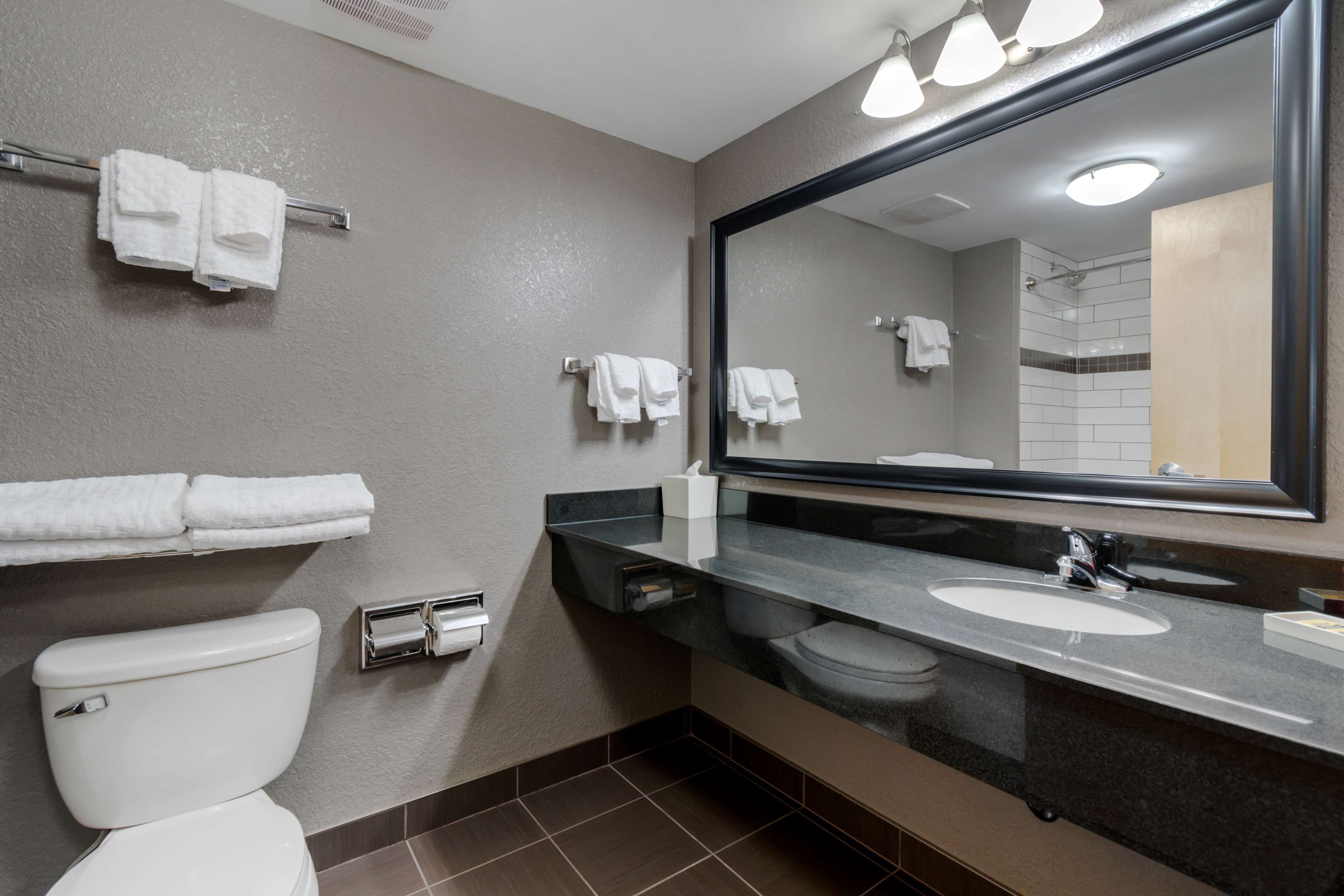 free toiletries, hair dryer, towels