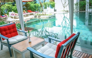 2 outdoor pools, pool umbrellas, sun loungers