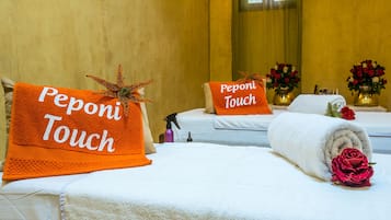 Body treatments, body scrubs, facials, manicures and pedicures, massages