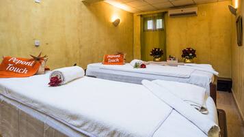 Body treatments, body scrubs, facials, manicures and pedicures, massages