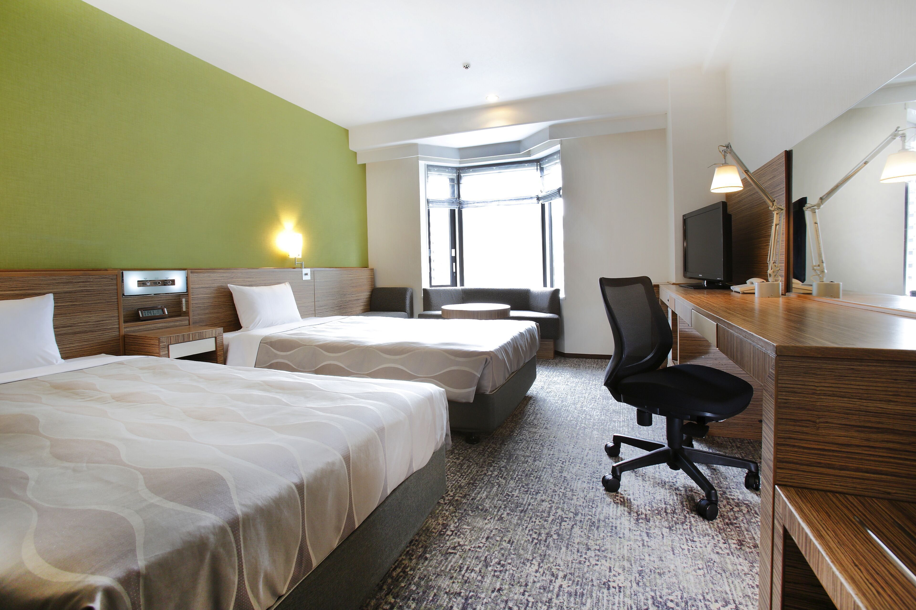 Down duvets, desk, blackout curtains, iron/ironing board