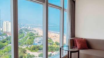 Premium bedding, down duvets, in-room safe, desk