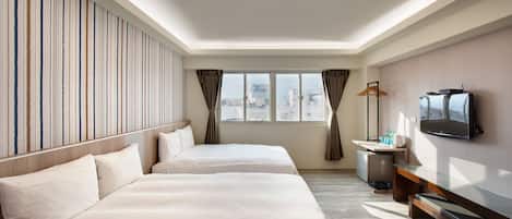 Family Quadruple Room | Down comforters, individually furnished, desk, blackout drapes