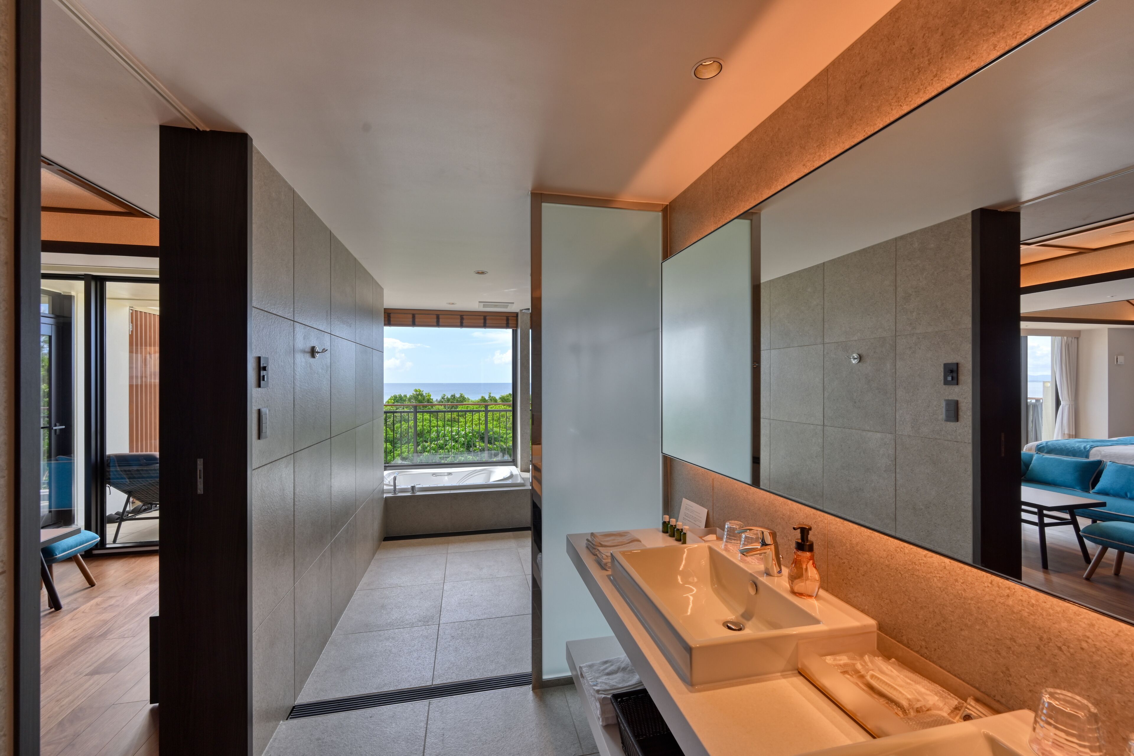 fusaki corner suite | bathroom | free toiletries, hair dryer, slippers, electronic bidet