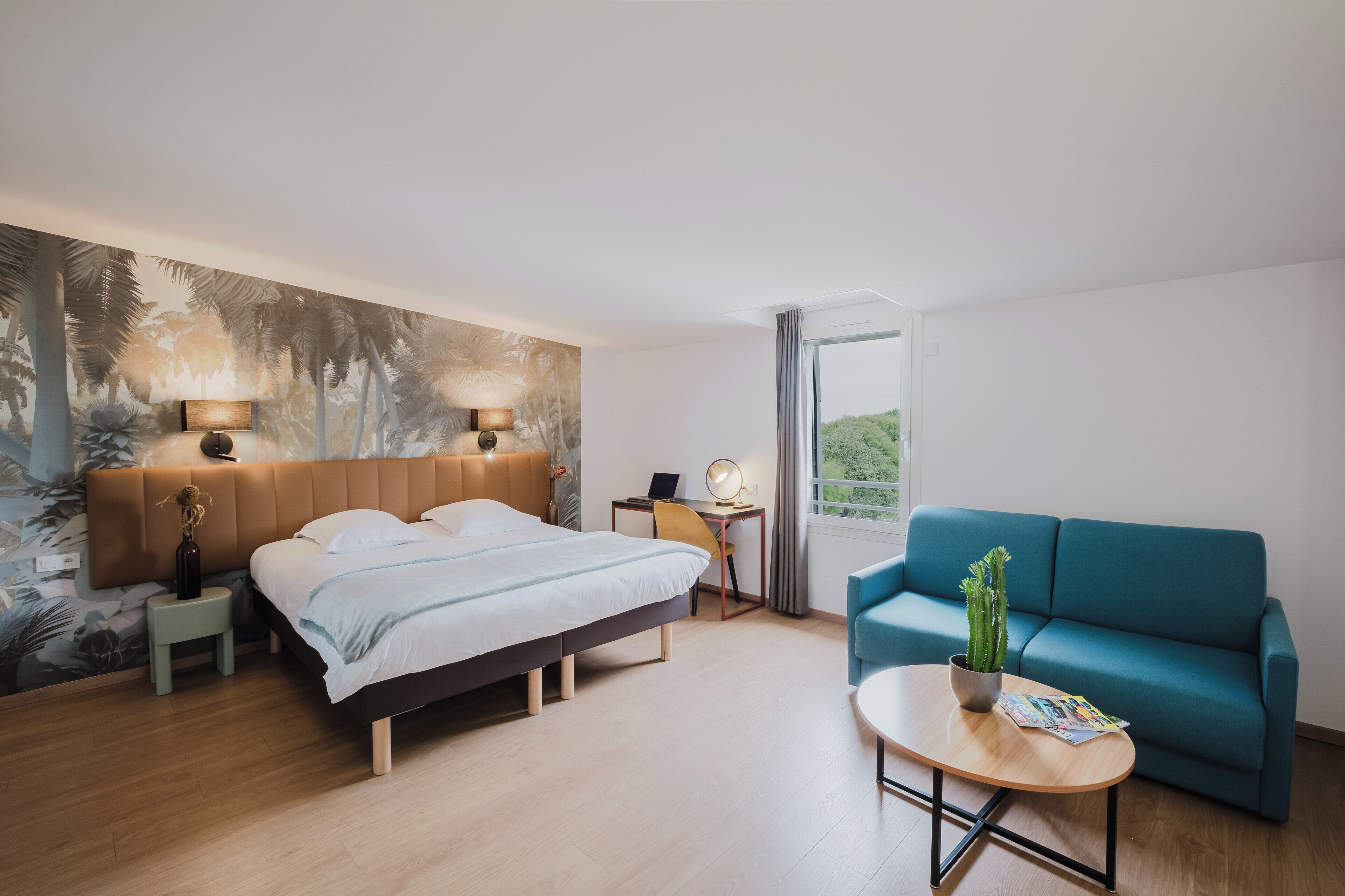 Individually decorated, individually furnished, desk, laptop workspace